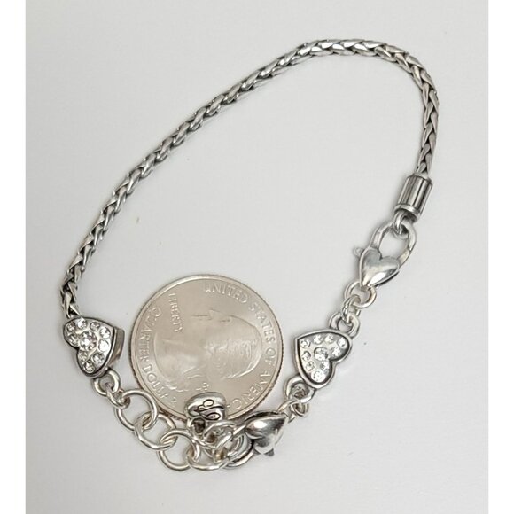 Brighton Silver Tone Heart Slide Charm Chain Bracelet,  7.75” - Picture 5 of 6